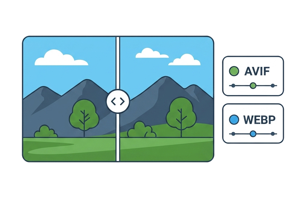 Before and after image comparison with slider controls